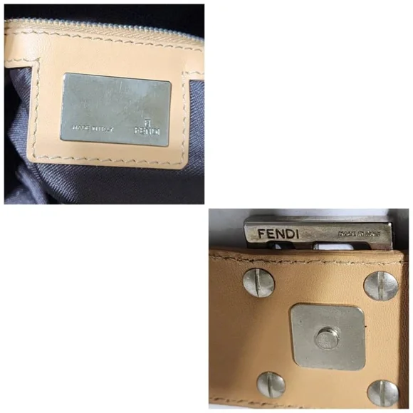 Authentic Fendi Zucchino Canvas Mamma Forever Shoulder Bag Brown/Beige